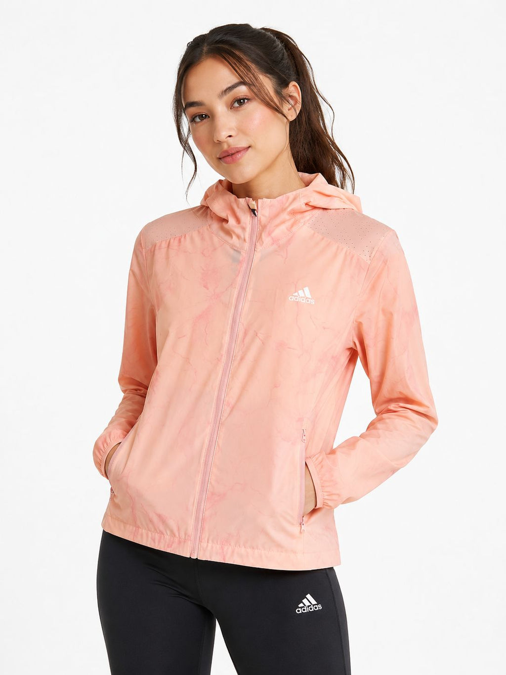 Adidas Women's Marble Print Hooded Jacket